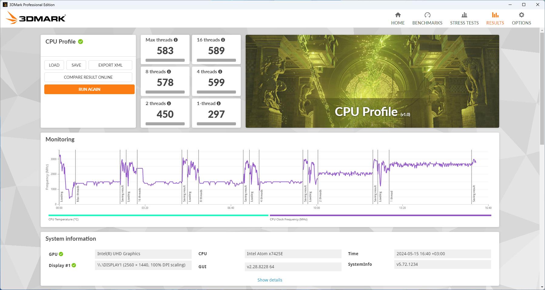 ASUS NUC 13 Rugged 3DMark CPU Profile