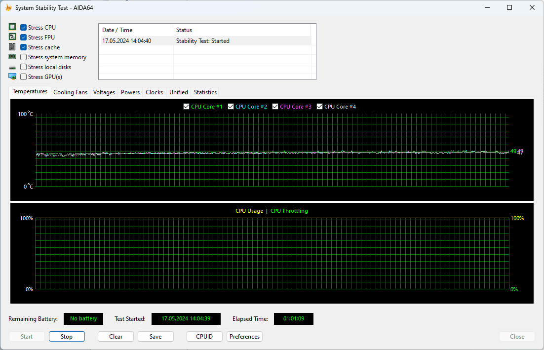 ASUS NUC 13 Rugged AIDA64 stress test 1