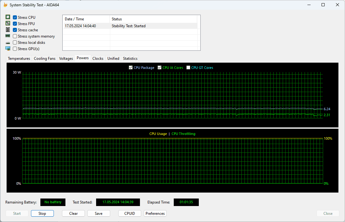 ASUS NUC 13 Rugged AIDA64 stress test 2