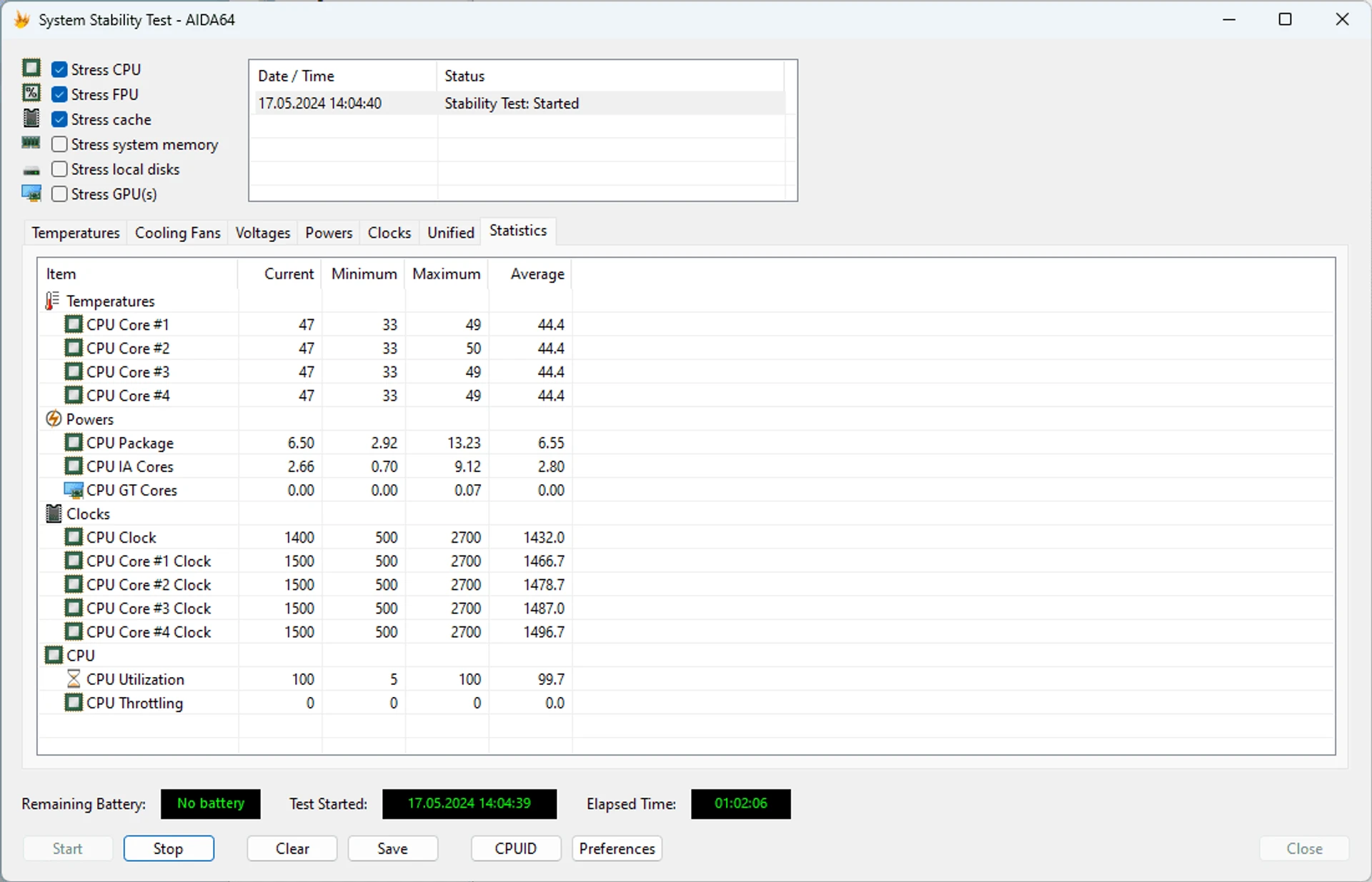 ASUS NUC 13 Rugged AIDA64 stress test 3