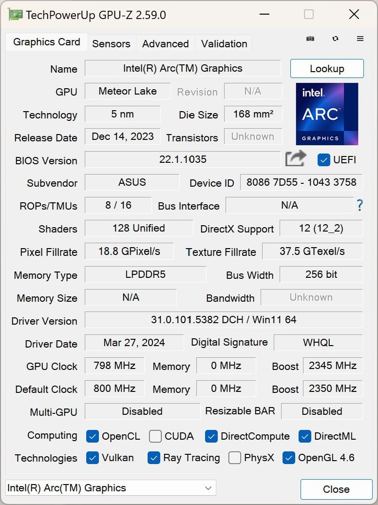 ASUS Vivobook S 16 OLED GPU-Z_1