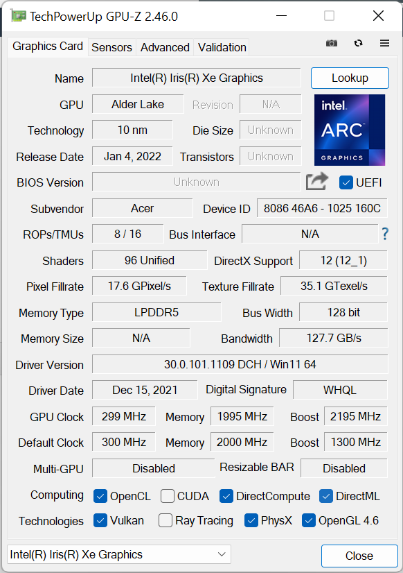 Acer Swift X gpu-z_1