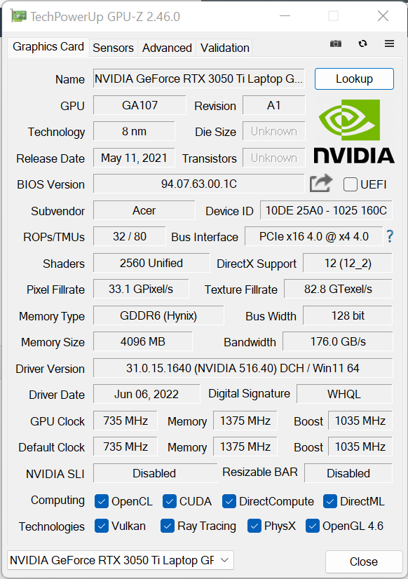 Acer Swift X gpu-z_2