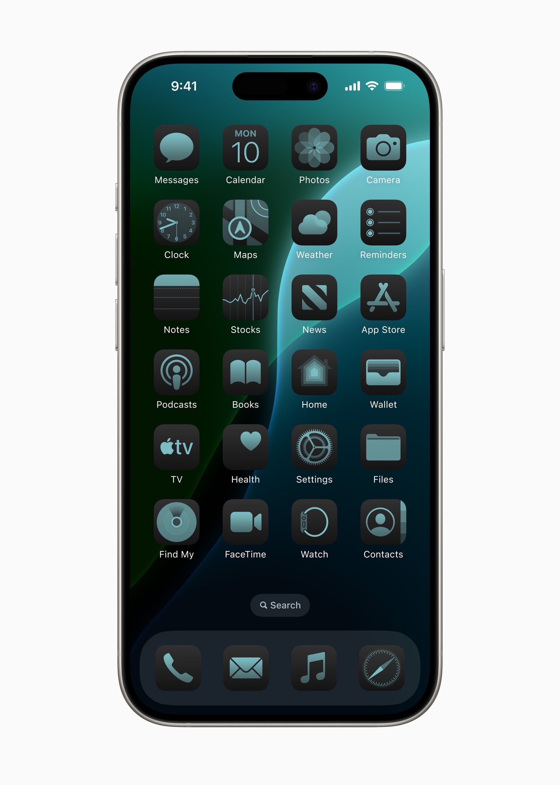 Apple-WWDC24-iOS-18-Home-Screen-dark-effect-tinted-green-240610