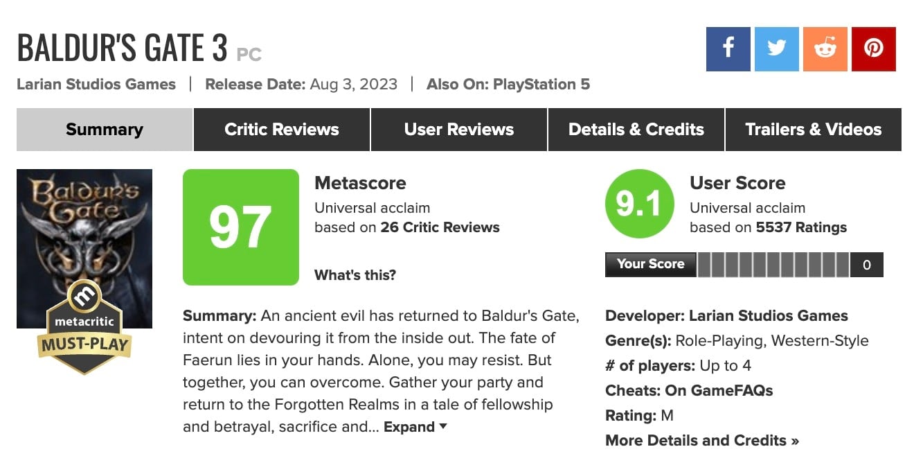 Baldur's Gate 3 Metacritic-1