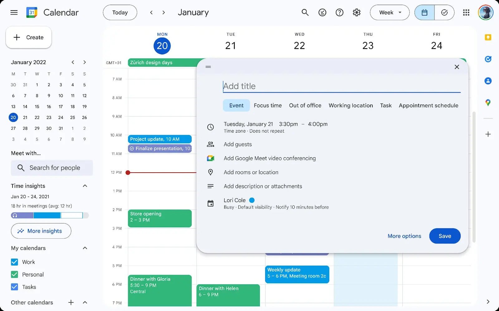 Google Calendar Material You redesign