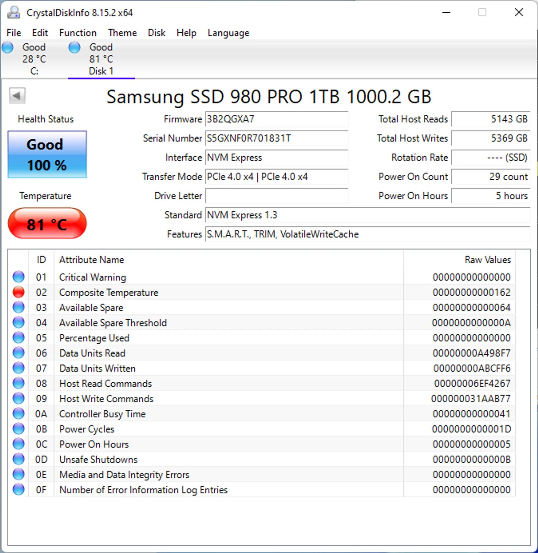 Samsung SSD 980 Pro crystaldiskinfo_load