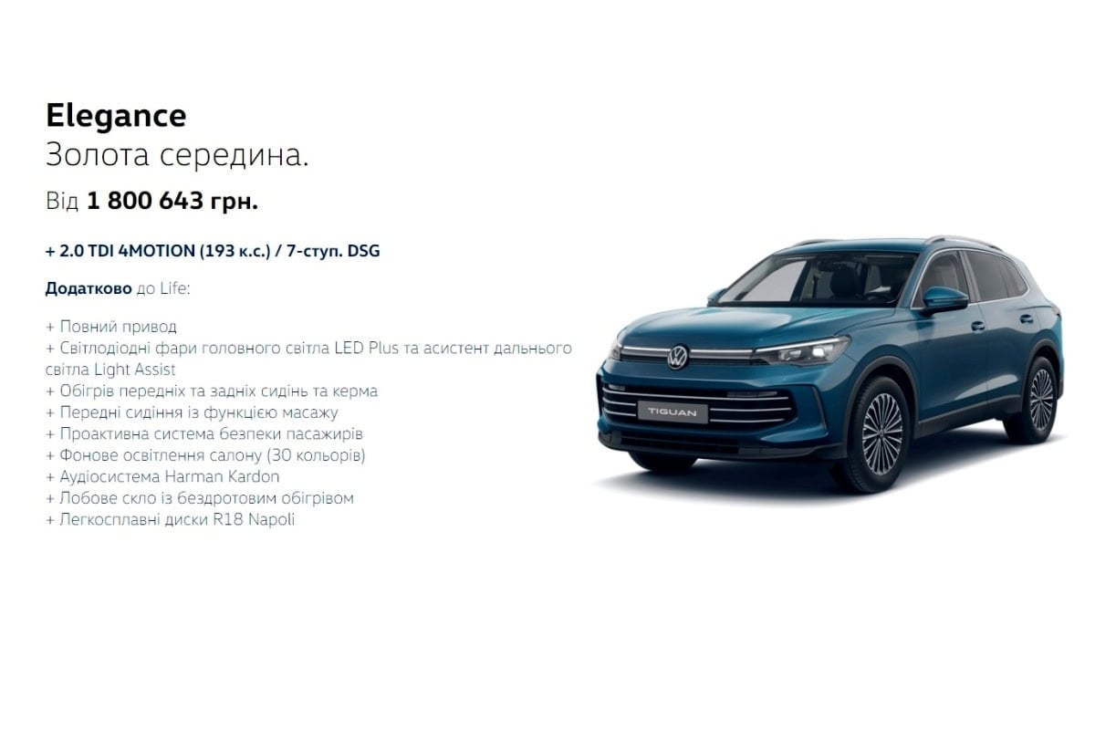 The new Volkswagen Tiguan now has a Ukrainian price tag